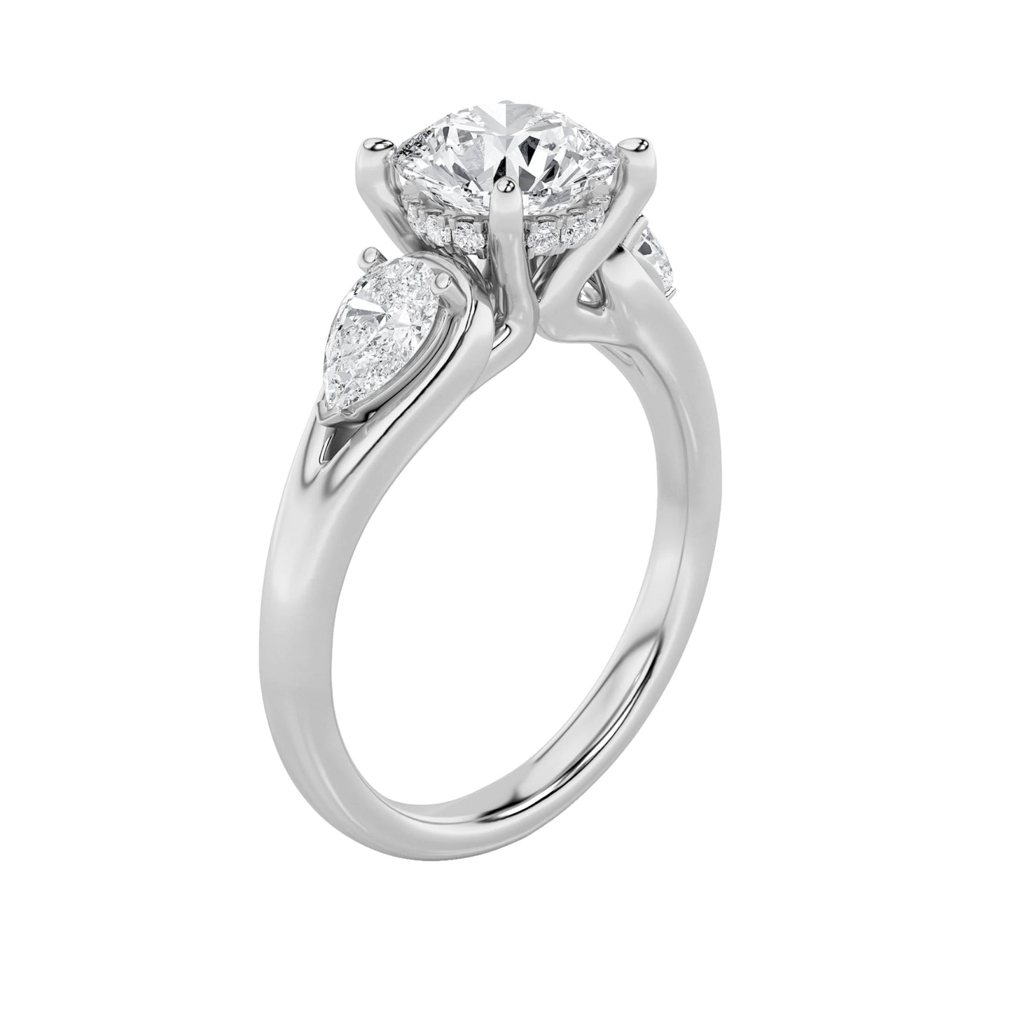 2Cttw Round Shaped Lab Grown Diamond (F/VS) Accented Three Stone Ring in 14K Gold