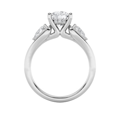 2Cttw Round Shaped Lab Grown Diamond (F/VS) Accented Three Stone Ring in 14K Gold