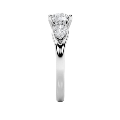 2Cttw Round Shaped Lab Grown Diamond (F/VS) Accented Three Stone Ring in 14K Gold