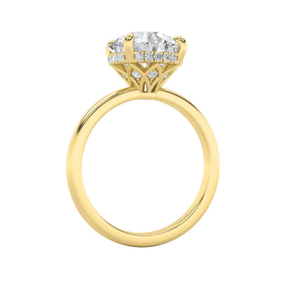 3.5Cttw Round Shaped Lab Grown Diamond (F/VS) Classic Hidden Halo Solitaire Engagement Ring in 14K Gold