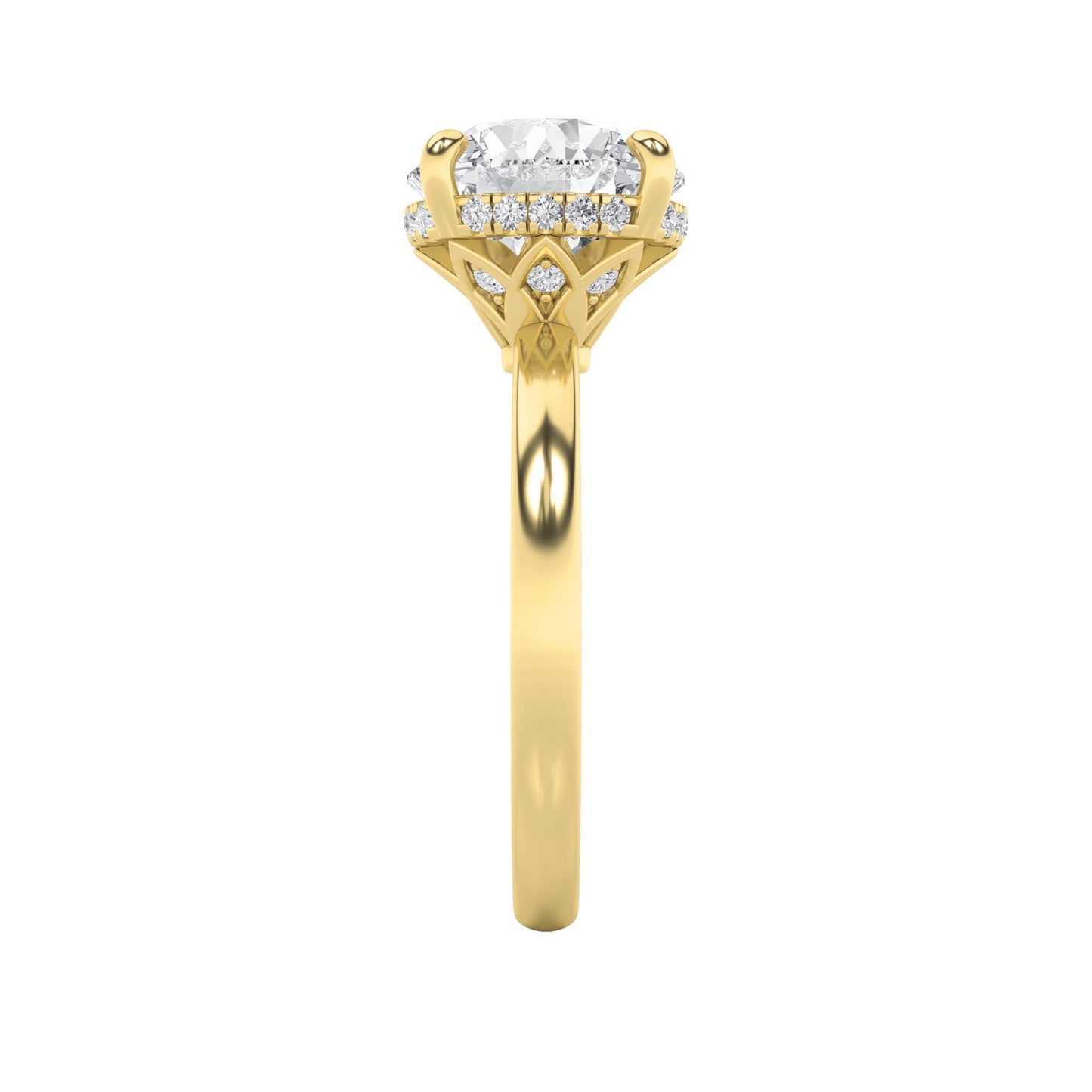 3.5Cttw Round Shaped Lab Grown Diamond (F/VS) Classic Hidden Halo Solitaire Engagement Ring in 14K Gold