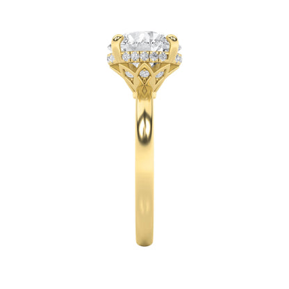3.5Cttw Round Shaped Lab Grown Diamond (F/VS) Classic Hidden Halo Solitaire Engagement Ring in 14K Gold