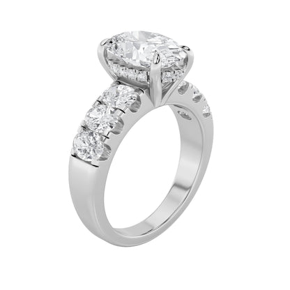 4Cttw Oval Shaped Lab Grown Diamond (F/VS) Bold Accented Engagement  Ring in 14K Gold