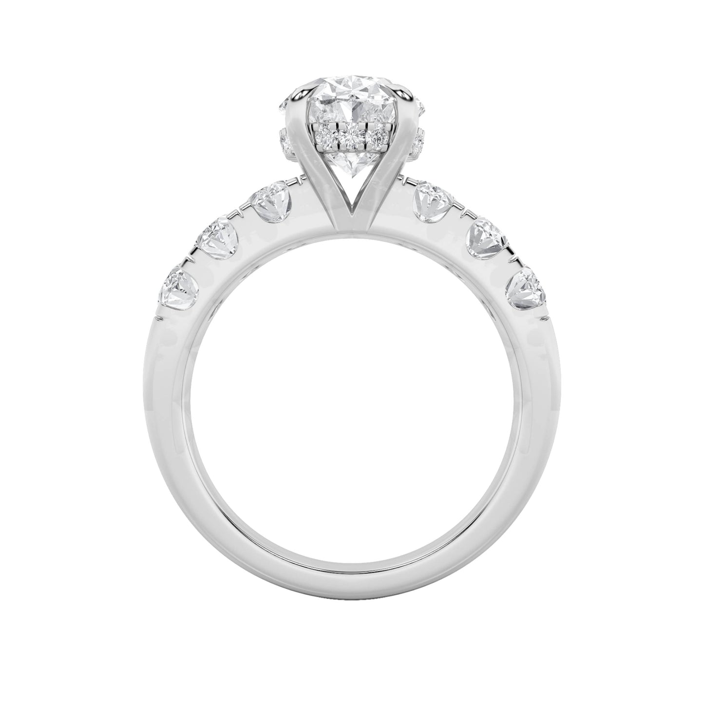 4Cttw Oval Shaped Lab Grown Diamond (F/VS) Bold Accented Engagement  Ring in 14K Gold