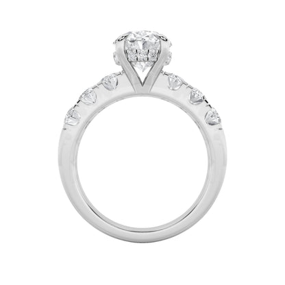 4Cttw Oval Shaped Lab Grown Diamond (F/VS) Bold Accented Engagement  Ring in 14K Gold