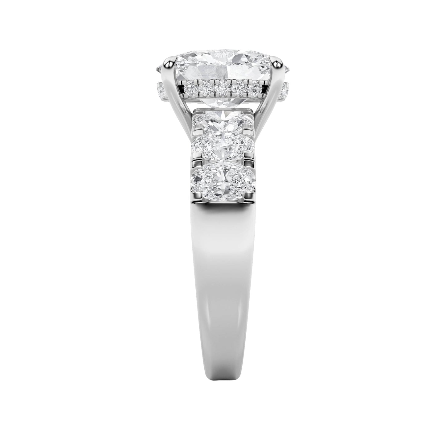 4Cttw Oval Shaped Lab Grown Diamond (F/VS) Bold Accented Engagement  Ring in 14K Gold