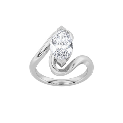 2Cttw Marquise Shaped Lab Grown Diamond (F/VS) Swirl Engagement Ring in 14K Gold