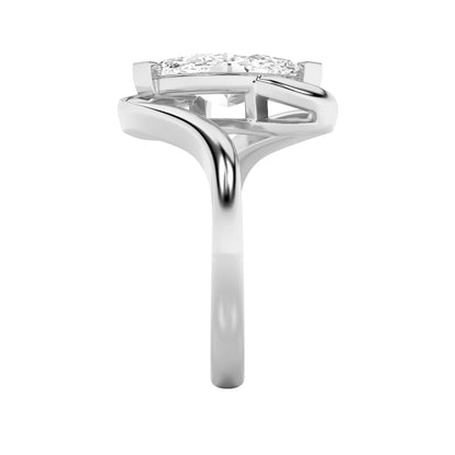 2Cttw Marquise Shaped Lab Grown Diamond (F/VS) Swirl Engagement Ring in 14K Gold