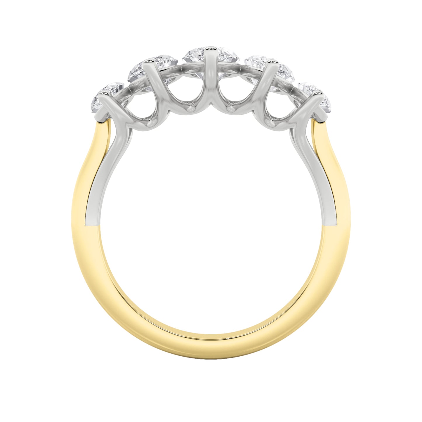 2.5Cttw Marquise Shaped Lab Grown Diamond (F/VS) Five Stone Ring in 14K Gold