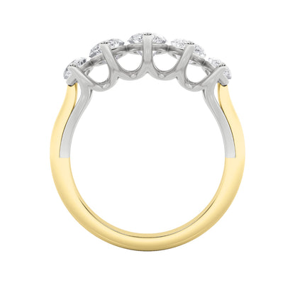 2.5Cttw Marquise Shaped Lab Grown Diamond (F/VS) Five Stone Ring in 14K Gold