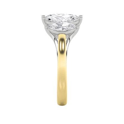 2.5Cttw Marquise Shaped Lab Grown Diamond (F/VS) Five Stone Ring in 14K Gold