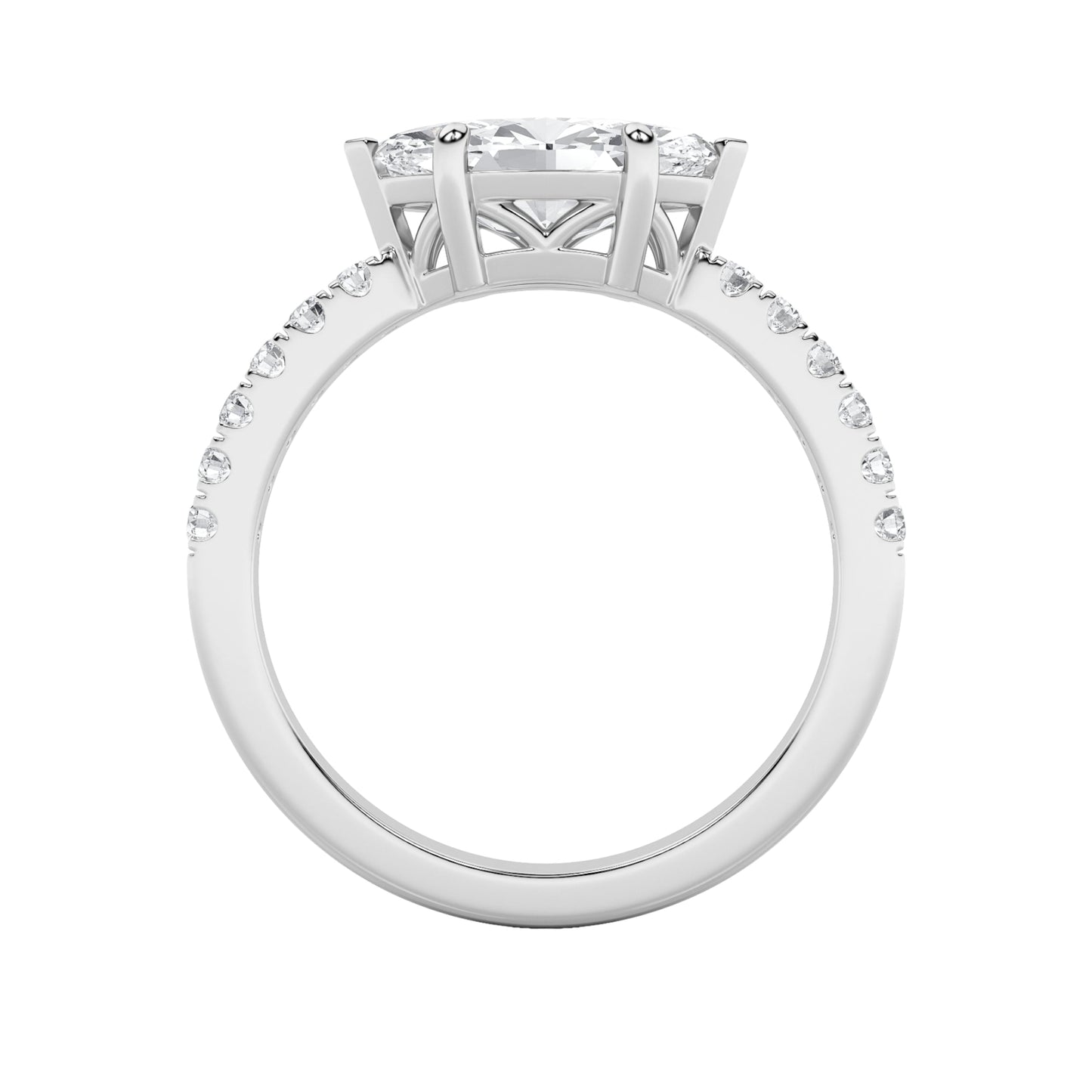 1.5Cttw Marquise Shaped Lab Grown Diamond (F/VS) East West Accented Engagement Ring in 14K Gold
