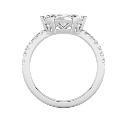 1.5Cttw Marquise Shaped Lab Grown Diamond (F/VS) East West Accented Engagement Ring in 14K Gold