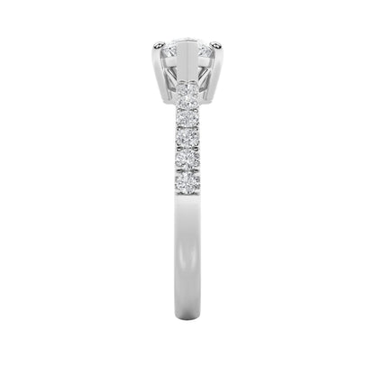1.5Cttw Marquise Shaped Lab Grown Diamond (F/VS) East West Accented Engagement Ring in 14K Gold