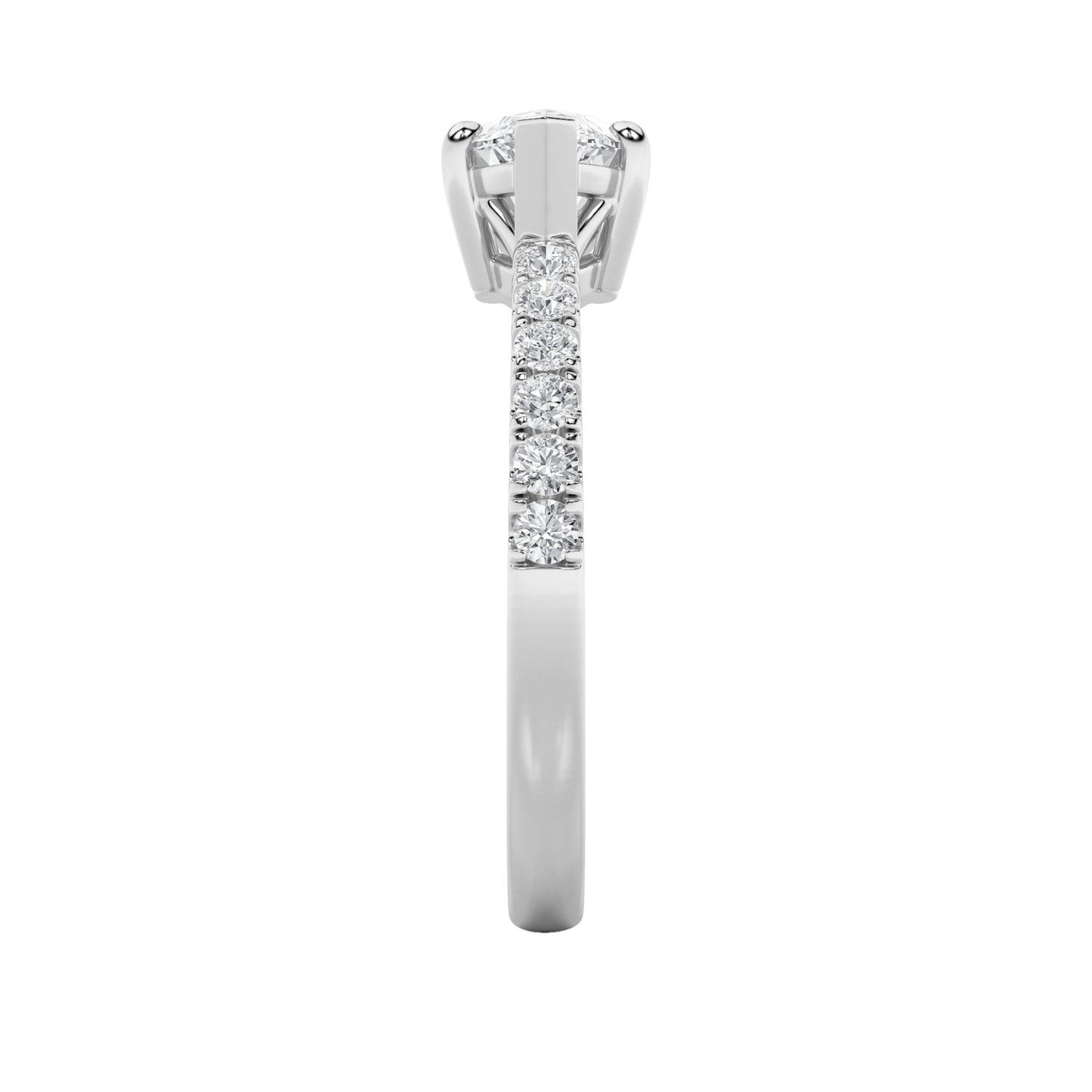 1.5Cttw Marquise Shaped Lab Grown Diamond (F/VS) East West Accented Engagement Ring in 14K Gold