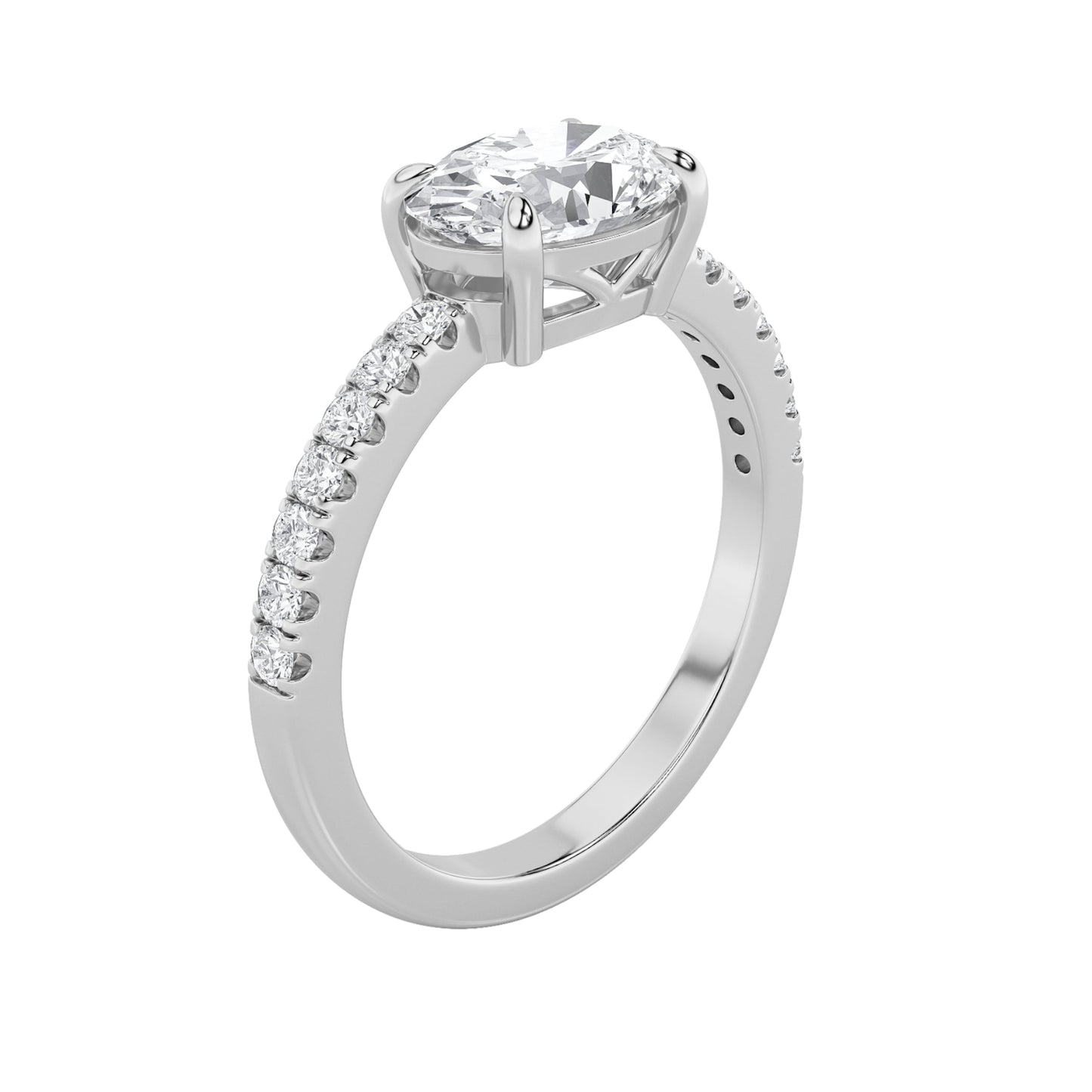 1.5Cttw Oval Shaped Lab Grown Diamond (F/VS) East West Accented Ring in 14K Gold
