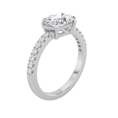 1.5Cttw Oval Shaped Lab Grown Diamond (F/VS) East West Accented Ring in 14K Gold