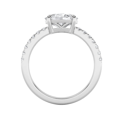 1.5Cttw Oval Shaped Lab Grown Diamond (F/VS) East West Accented Ring in 14K Gold
