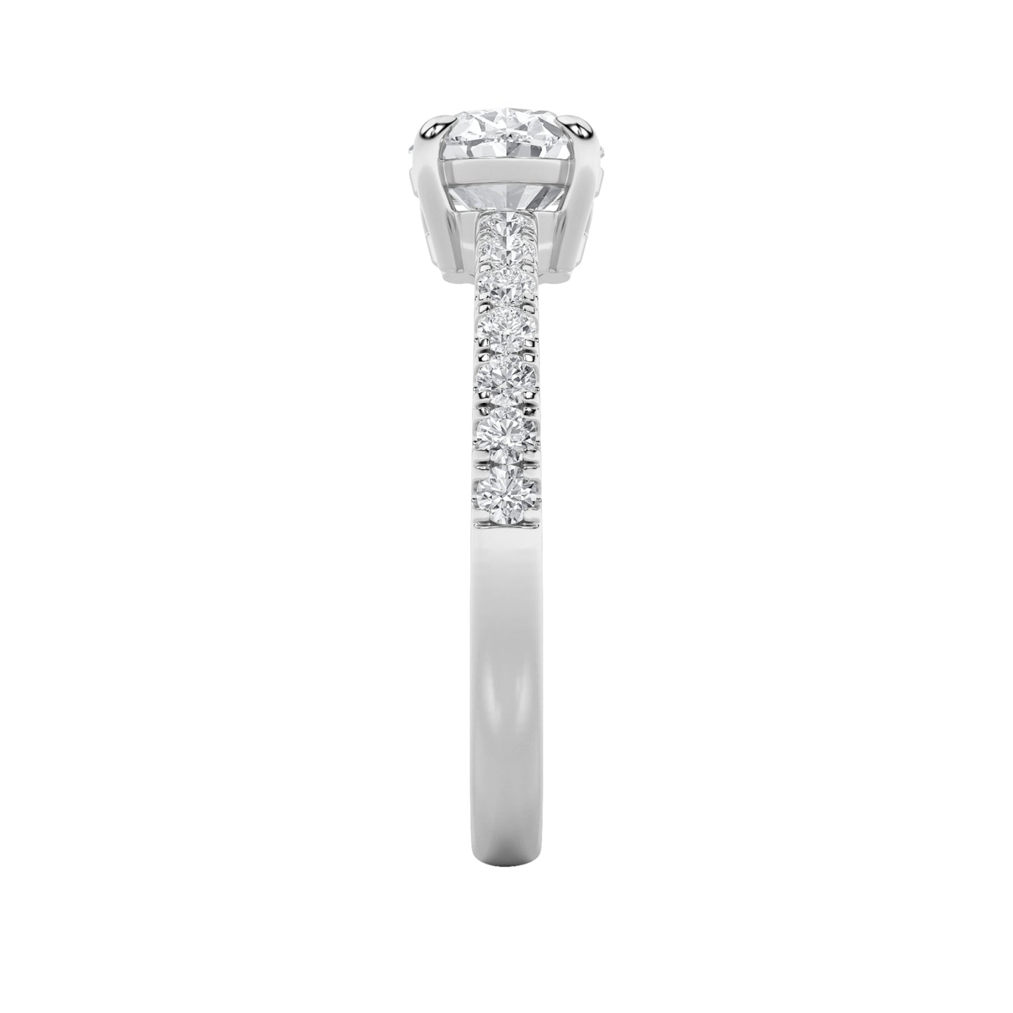1.5Cttw Oval Shaped Lab Grown Diamond (F/VS) East West Accented Ring in 14K Gold