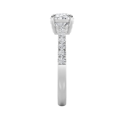 1.5Cttw Oval Shaped Lab Grown Diamond (F/VS) East West Accented Ring in 14K Gold