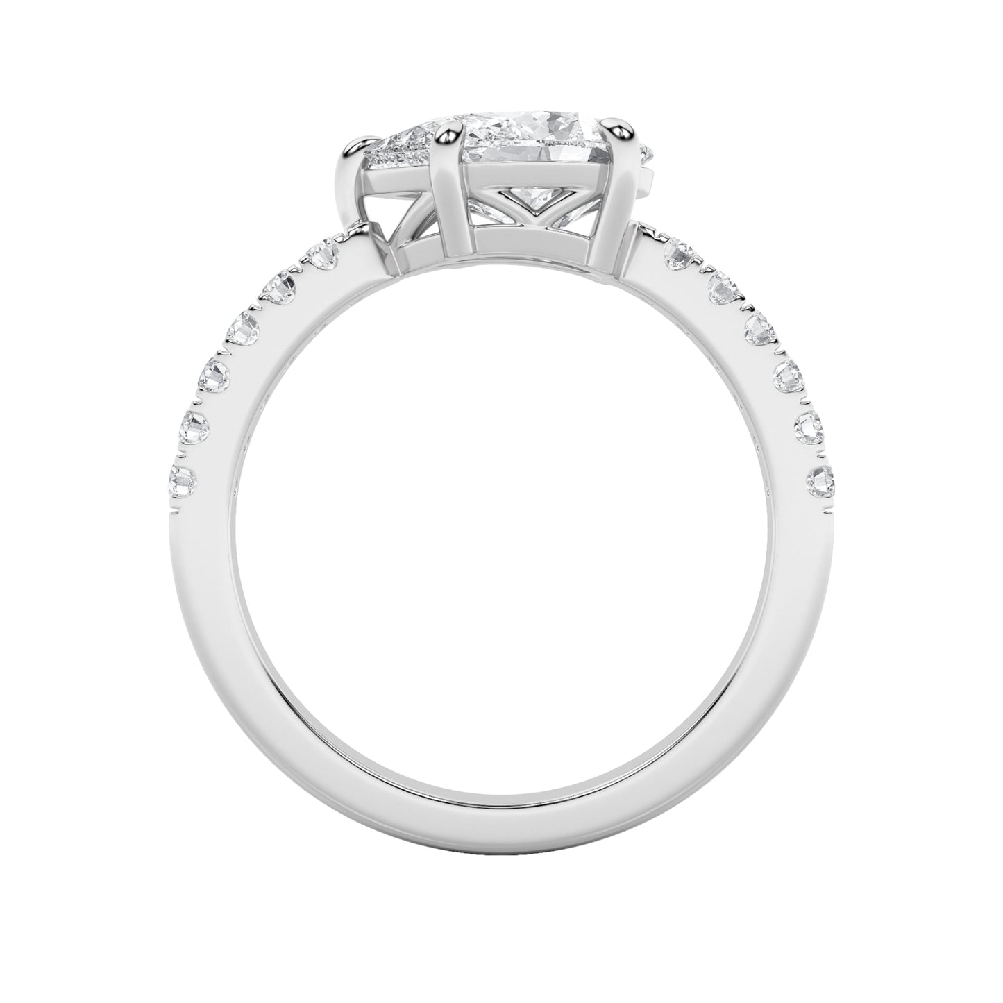 1.5Cttw Pear Shaped Lab Grown Diamond (F/VS) East West Accented Engagement Ring in 14K Gold