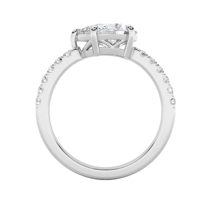 1.5Cttw Pear Shaped Lab Grown Diamond (F/VS) East West Accented Engagement Ring in 14K Gold