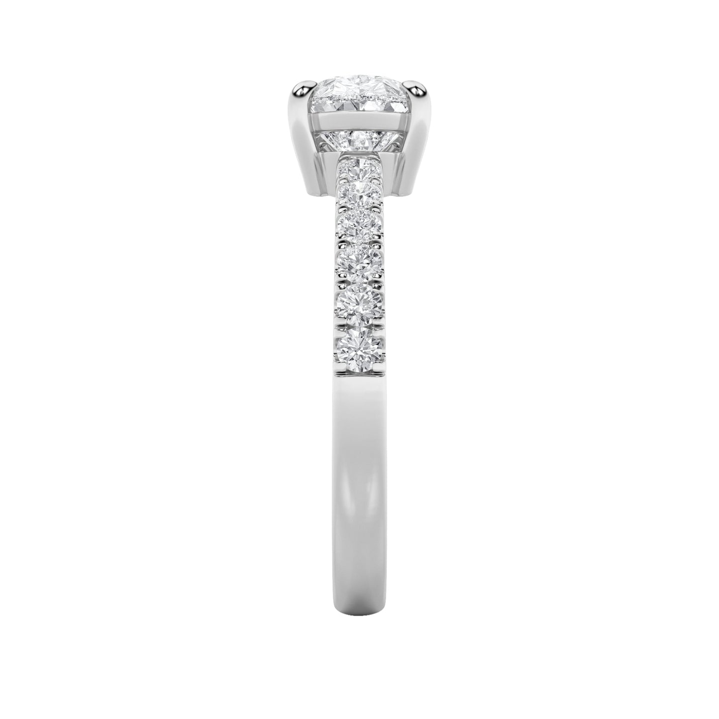 1.5Cttw Pear Shaped Lab Grown Diamond (F/VS) East West Accented Engagement Ring in 14K Gold