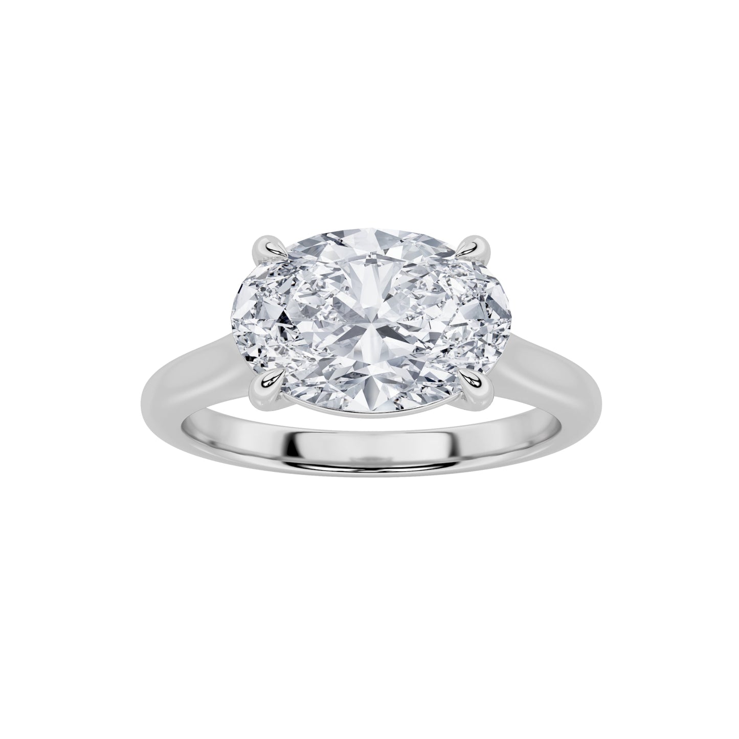 2Cttw Oval Shaped Lab Grown Diamond (F/VS) East West Accented Ring in 14K Gold