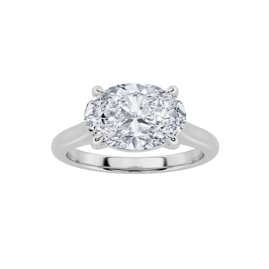 2Cttw Oval Shaped Lab Grown Diamond (F/VS) East West Accented Ring in 14K Gold