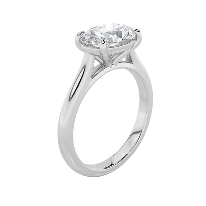 2Cttw Oval Shaped Lab Grown Diamond (F/VS) East West Accented Ring in 14K Gold