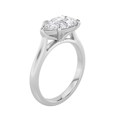 2Cttw Pear Shaped Lab Grown Diamond (F/VS) East West Accented Ring in 14K Gold