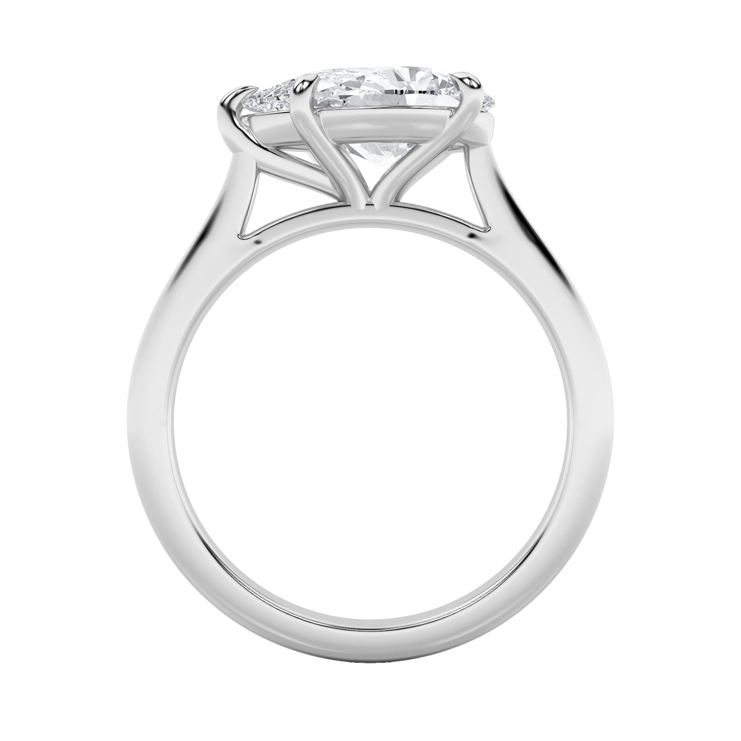 2Cttw Pear Shaped Lab Grown Diamond (F/VS) East West Accented Ring in 14K Gold