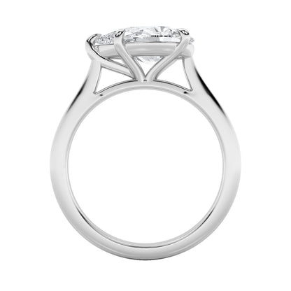 2Cttw Pear Shaped Lab Grown Diamond (F/VS) East West Accented Ring in 14K Gold