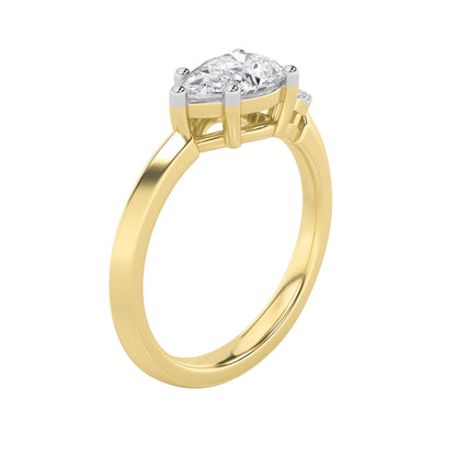 1Cttw Pear Shaped Lab Grown Diamond (F/VS) East West Fashion Ring in 14K Gold
