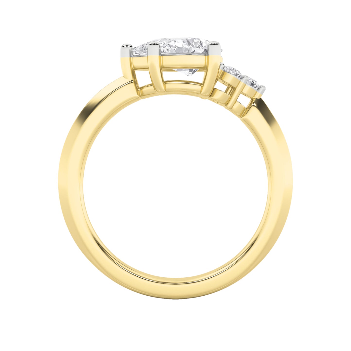 1Cttw Pear Shaped Lab Grown Diamond (F/VS) East West Fashion Ring in 14K Gold