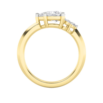 1Cttw Pear Shaped Lab Grown Diamond (F/VS) East West Fashion Ring in 14K Gold