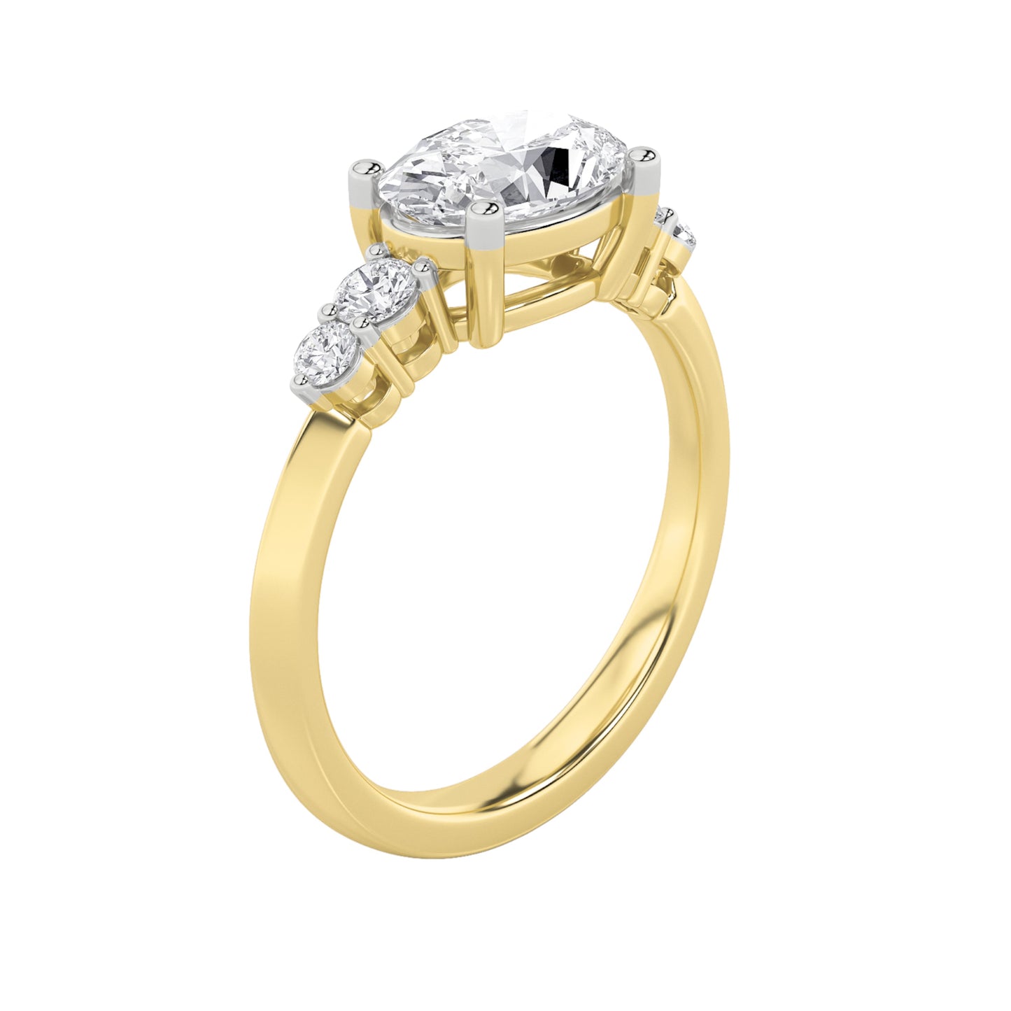 1.5Cttw Oval Shaped Lab Grown Diamond (F/VS) East West Five Stone Ring in 14K Gold