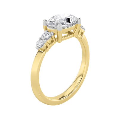 1.5Cttw Oval Shaped Lab Grown Diamond (F/VS) East West Five Stone Ring in 14K Gold