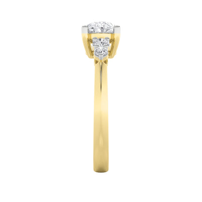 1.5Cttw Oval Shaped Lab Grown Diamond (F/VS) East West Five Stone Ring in 14K Gold
