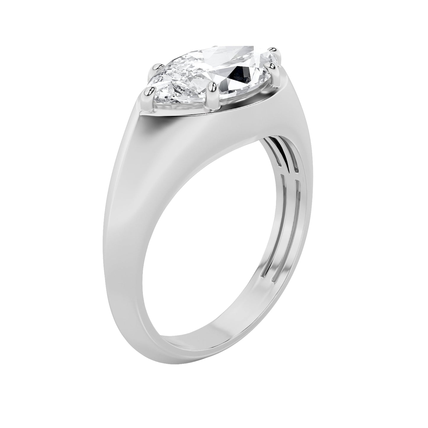 2Cttw Marquise Shaped Lab Grown Diamond (F/VS) East West Solitaire Ring in 14K Gold