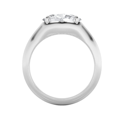 2Cttw Oval Shaped Lab Grown Diamond (F/VS) East West Solitaire Ring in 14K Gold