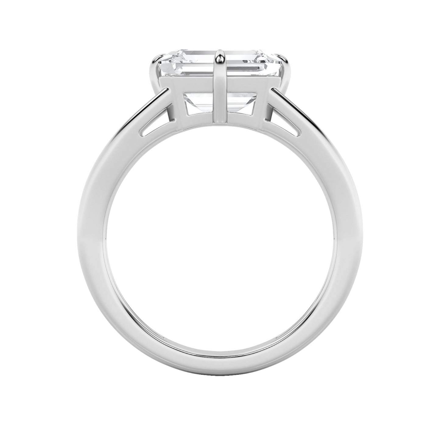 2.5Cttw Emerald Shaped Lab Grown Diamond (F/VS) East West Solitaire Ring in 14K Gold