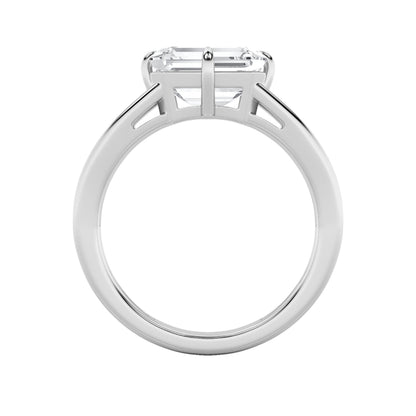2.5Cttw Emerald Shaped Lab Grown Diamond (F/VS) East West Solitaire Ring in 14K Gold