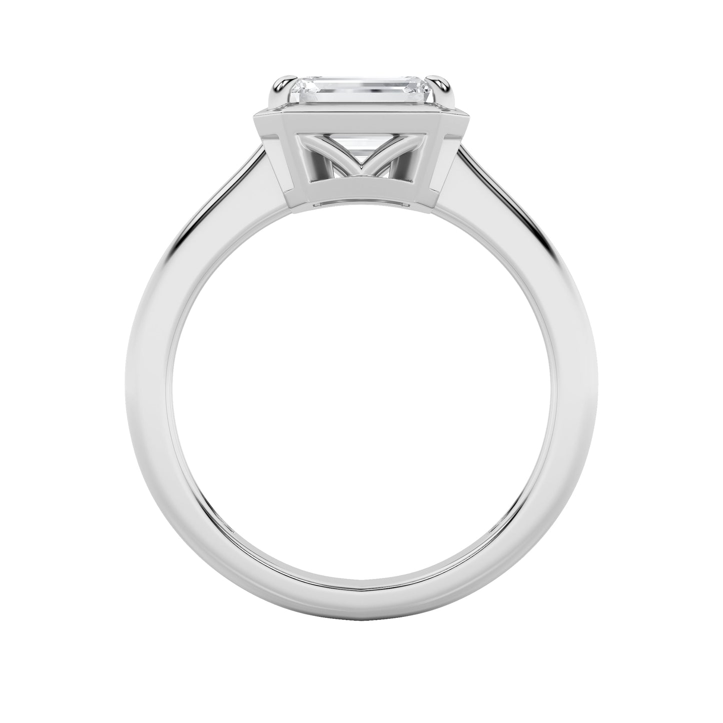 1.5Cttw Emerald Shaped Lab Grown Diamond (F/VS) East West Solitaire Ring in 14K Gold