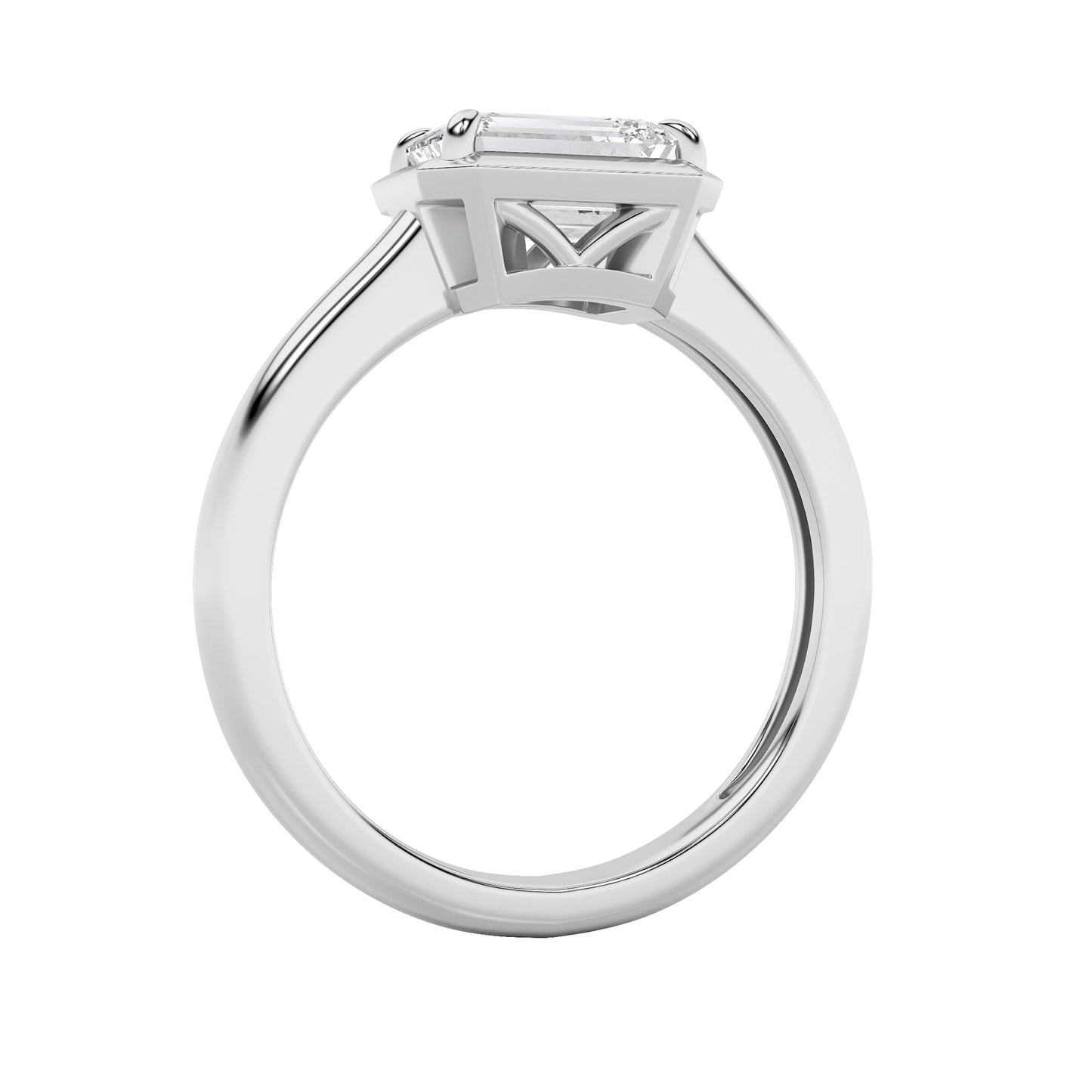 1.5Cttw Emerald Shaped Lab Grown Diamond (F/VS) East West Solitaire Ring in 14K Gold