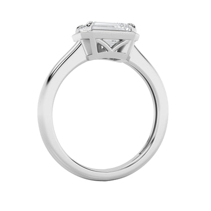 1.5Cttw Emerald Shaped Lab Grown Diamond (F/VS) East West Solitaire Ring in 14K Gold