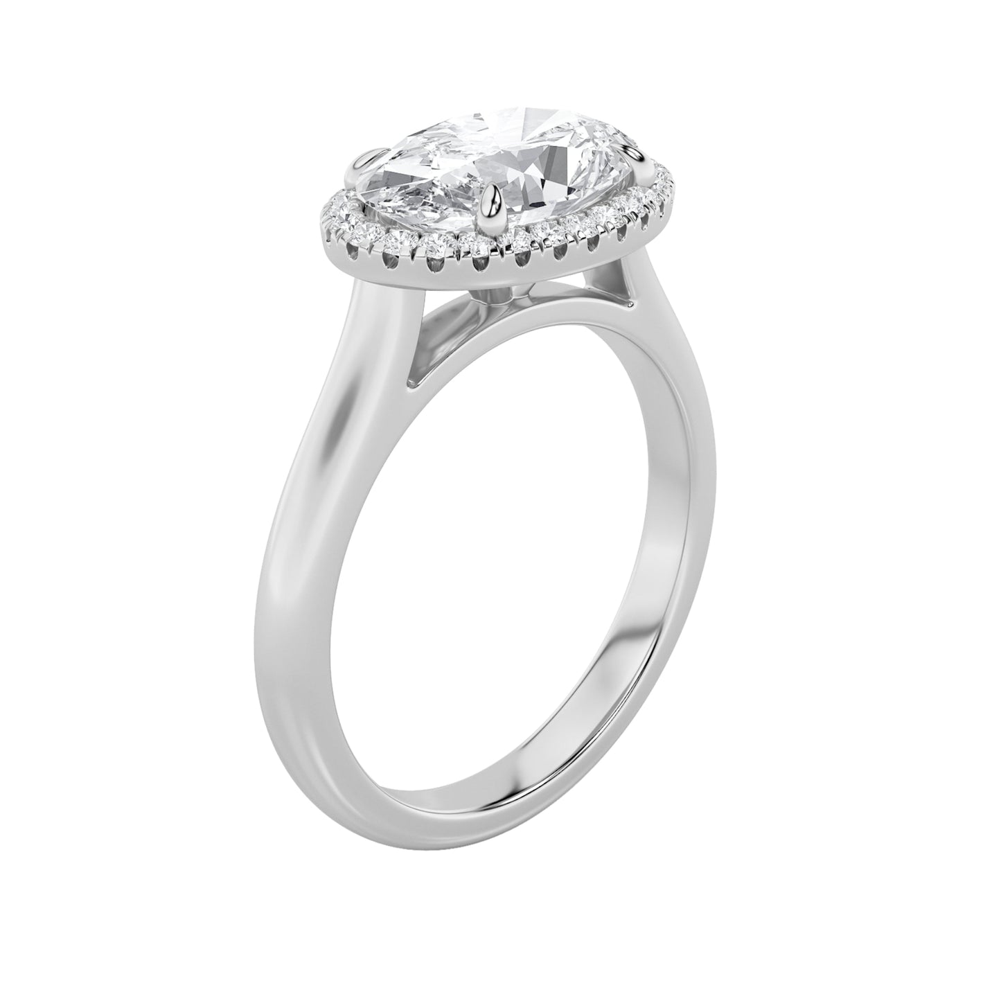 2Cttw Oval Shaped Lab Grown Diamond (F/VS) East West Accented Solitaire Ring in 14K Gold