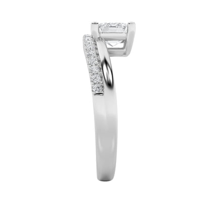 1.5Cttw Emerald Shaped Lab Grown Diamond (F/VS) East West Accented Solitaire Ring in 14K Gold
