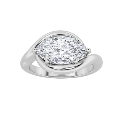2Cttw Marquise Shaped Lab Grown Diamond (F/VS) East West Solitaire Ring in 14K Gold