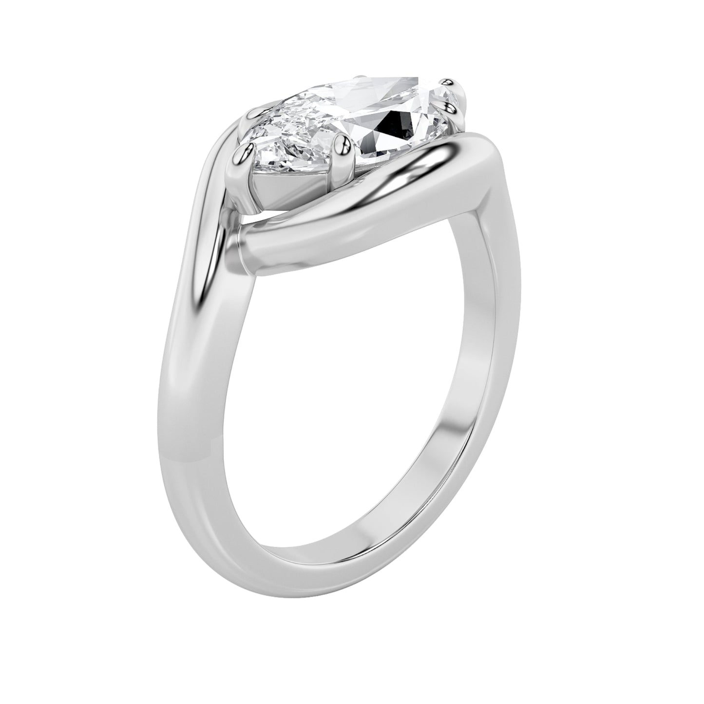 2Cttw Marquise Shaped Lab Grown Diamond (F/VS) East West Solitaire Ring in 14K Gold